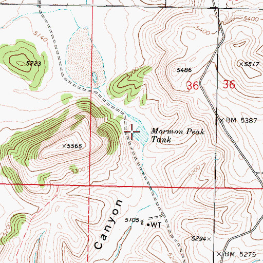 Topographic Map of Mormon Peak Tank, AZ