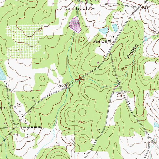 Topographic Map of Pigpen Hollow, GA