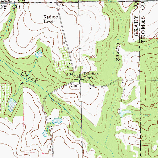 Topographic Map of Pilcher Cemetery, GA