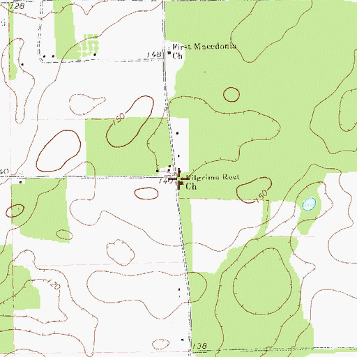 Topographic Map of Pilgrims Rest Church, GA