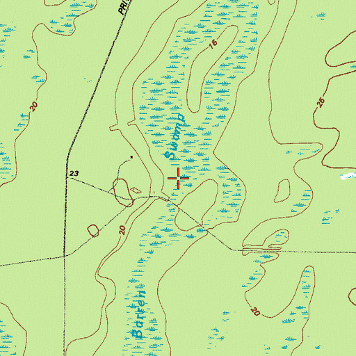 Topographic Map of Pine Barren Swamp, GA