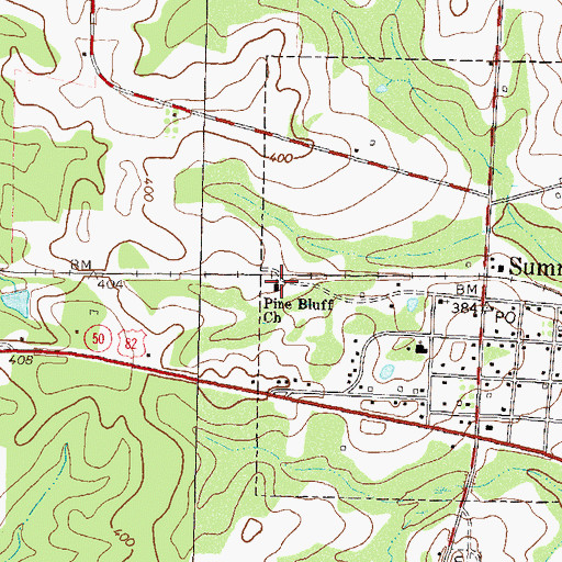 Topographic Map of Pine Bluff Church, GA