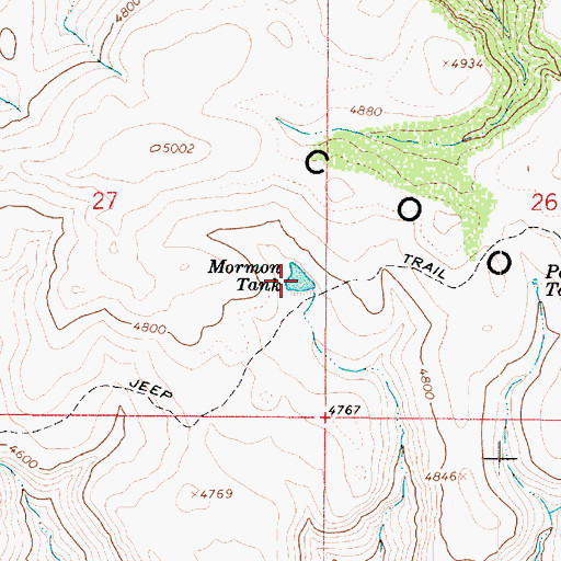 Topographic Map of Mormon Tank, AZ