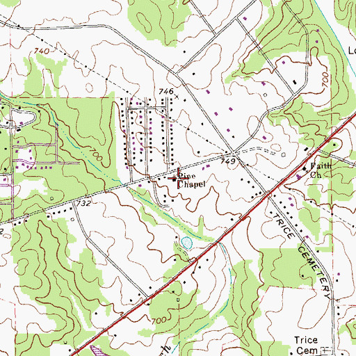 Topographic Map of Pine Chapel, GA