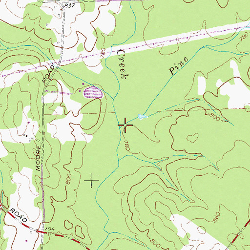 Topographic Map of Pine Creek, GA