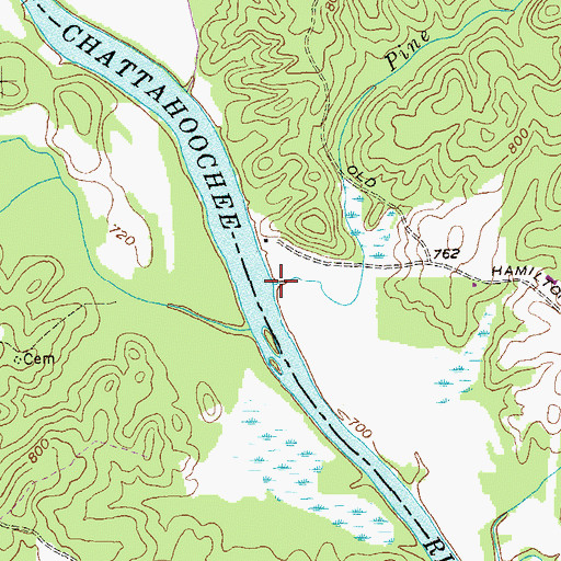 Topographic Map of Pine Creek, GA