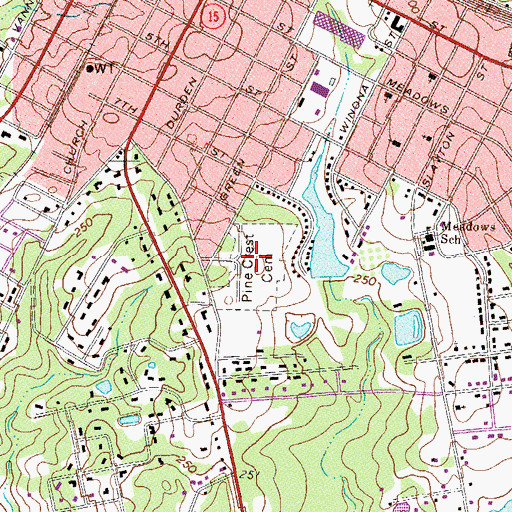 Topographic Map of Pine Crest Cemetery, GA