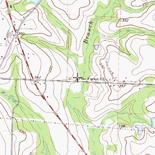 Topographic Map of Pine Forest Church, GA