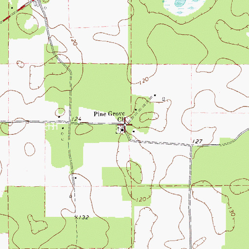 Topographic Map of Pine Grove Church, GA