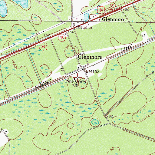 Topographic Map of Pine Grove Church, GA