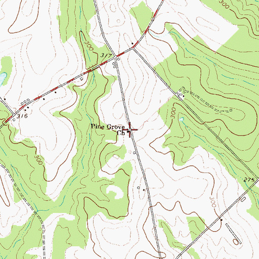 Topographic Map of Pine Grove Church, GA