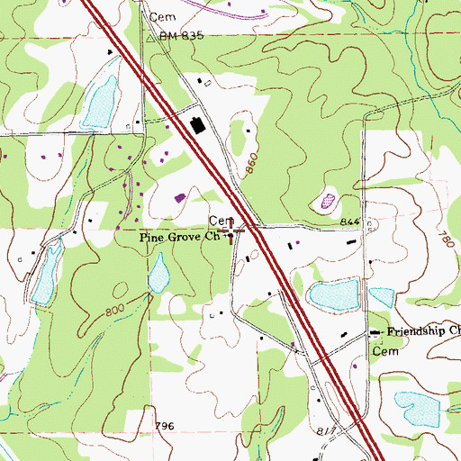 Topographic Map of Pine Grove Church, GA