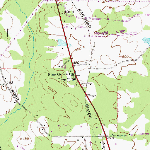Topographic Map of Pine Grove Church, GA