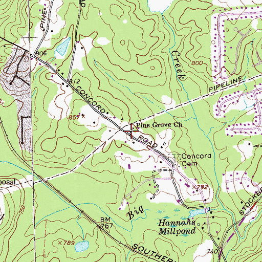 Topographic Map of Pine Grove Church, GA