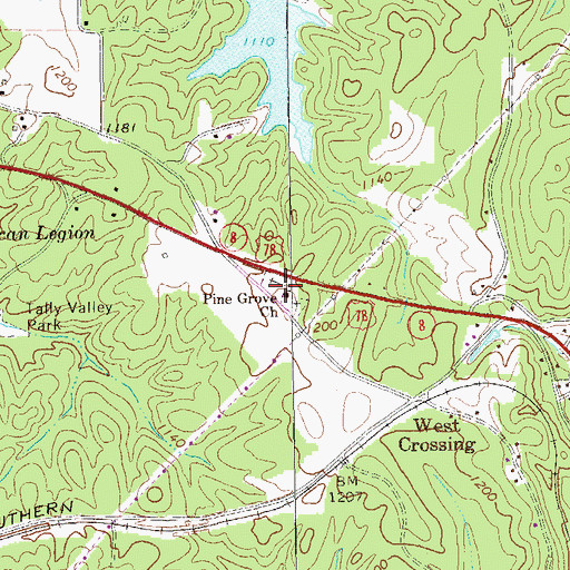 Topographic Map of Pine Grove Church, GA