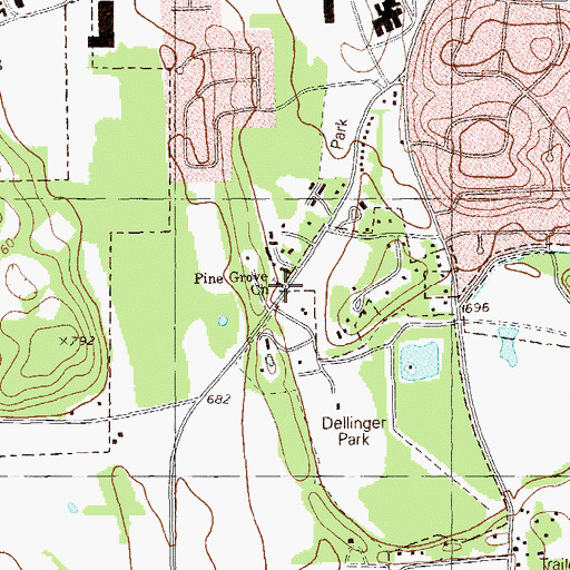 Topographic Map of Pine Grove Church, GA