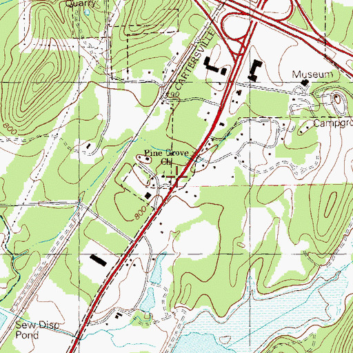Topographic Map of Pine Grove Church, GA