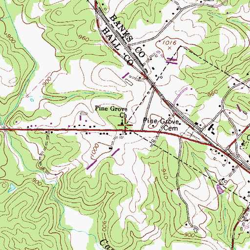 Topographic Map of Pine Grove Church, GA