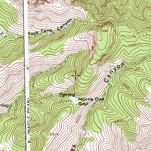 Topographic Map of Morris Gap, AZ