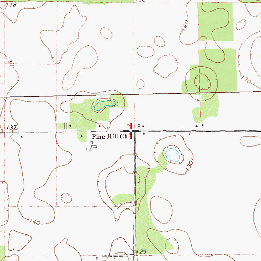 Topographic Map of Pine Hill Church, GA