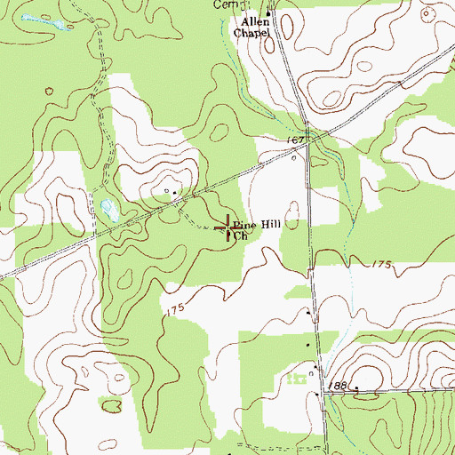 Topographic Map of Pine Hill Church, GA
