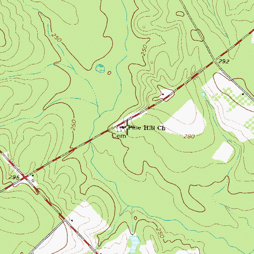 Topographic Map of Pine Hill Church, GA