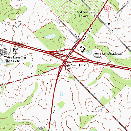 Topographic Map of Pine Hill Church, GA