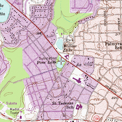 Topographic Map of Pine Lake, GA