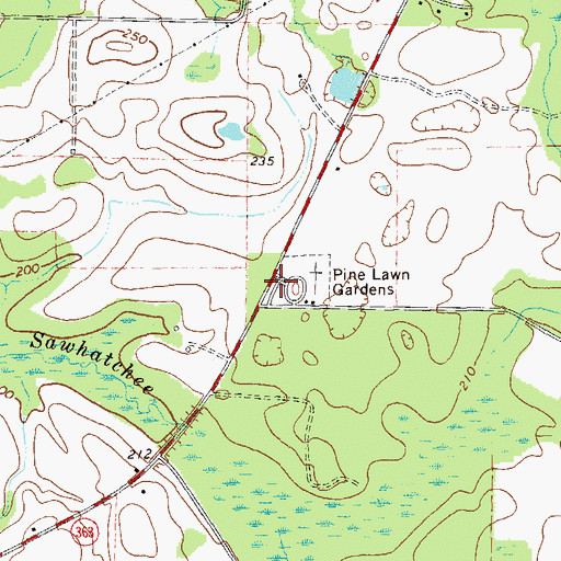Topographic Map of Pine Lawn Gardens, GA