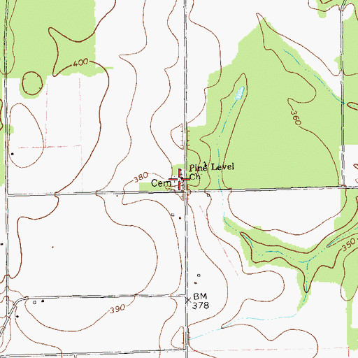 Topographic Map of Pine Level Church, GA