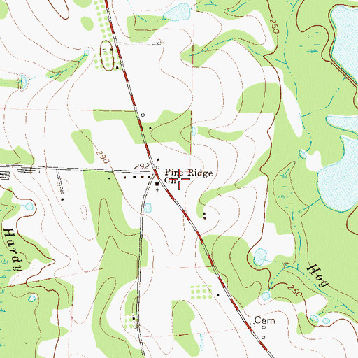 Topographic Map of Pine Ridge Church, GA