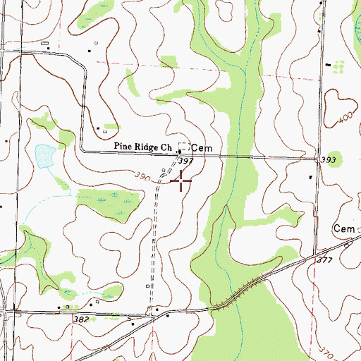 Topographic Map of Pine Ridge Primitive Baptist Church, GA