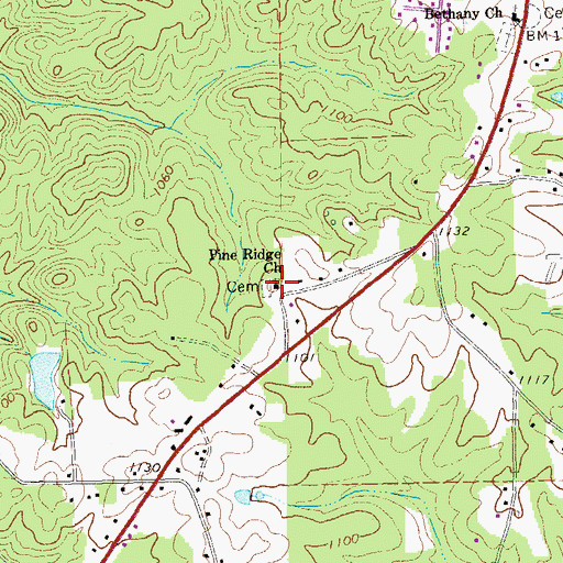 Topographic Map of Pine Ridge Church, GA