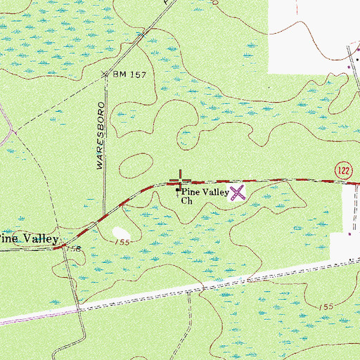 Topographic Map of Pine Valley Church, GA