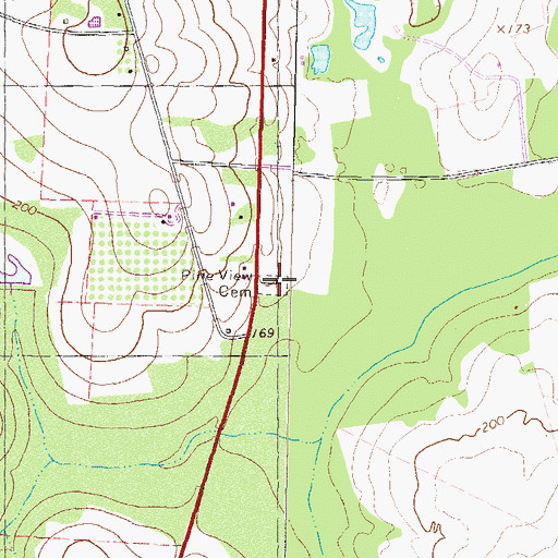 Topographic Map of Pine View Cemetery, GA
