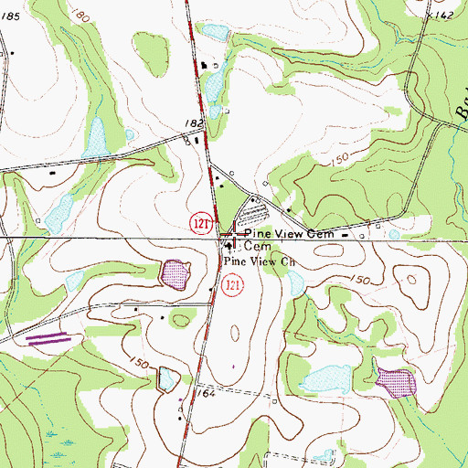 Topographic Map of Pine View Cemetery, GA