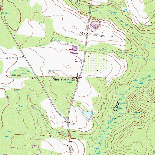 Topographic Map of Pine View Church, GA