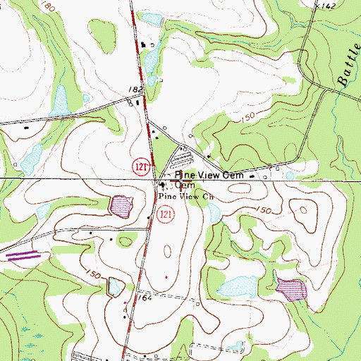 Topographic Map of Pine View Church, GA