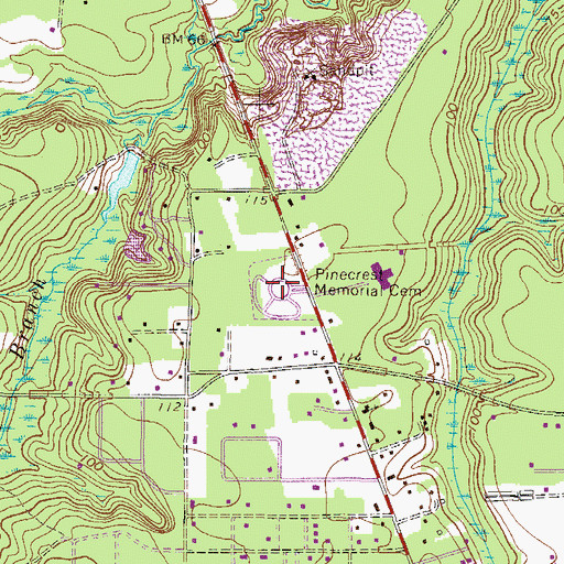 Topographic Map of Pinecrest Memorial Cemetery, GA
