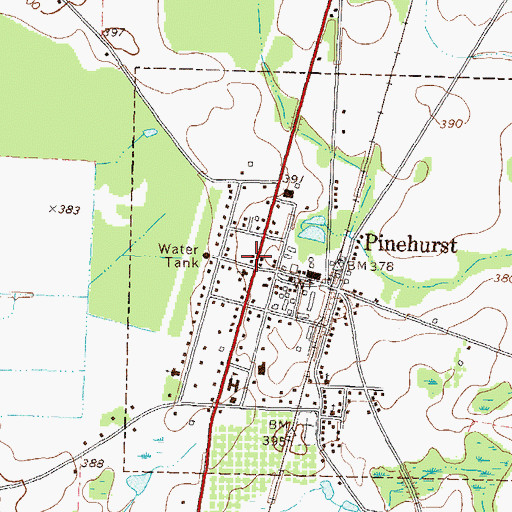 Topographic Map of Pinehurst, GA
