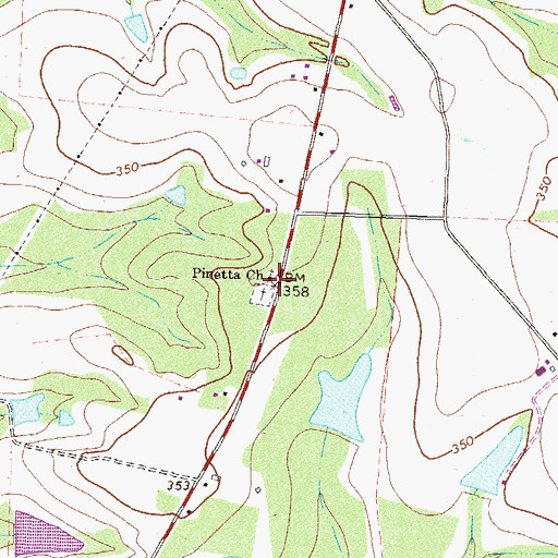Topographic Map of Pinetta Church, GA