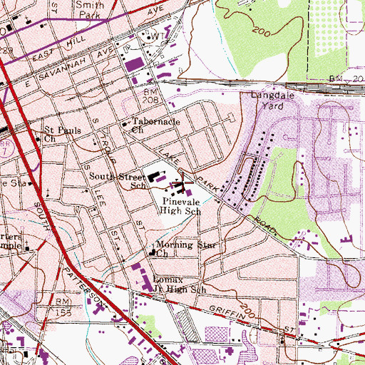 Topographic Map of Pinevale High School, GA