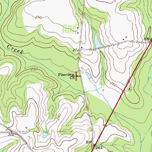 Topographic Map of Pineview Church, GA