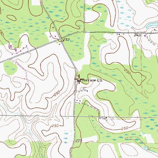 Topographic Map of Pineview Church, GA