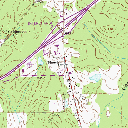 Topographic Map of Pineview Church, GA