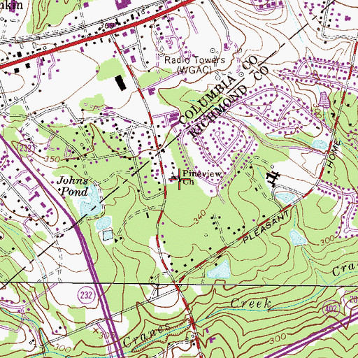 Topographic Map of Pineview Church, GA