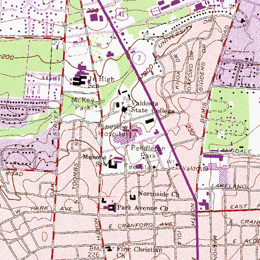 Topographic Map of South Georgia Medical Center, GA