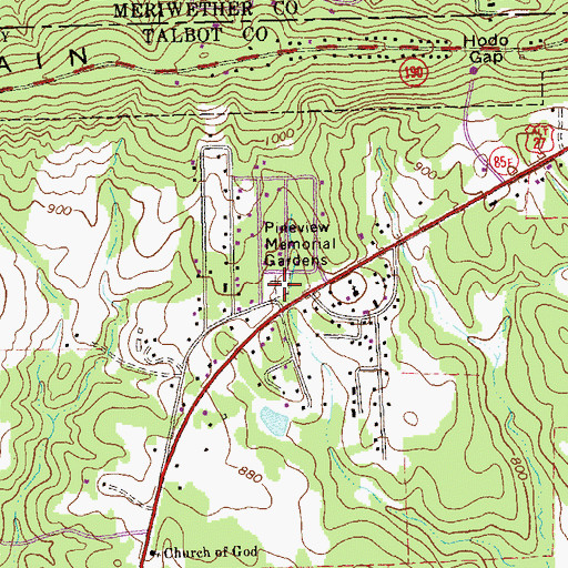 Topographic Map of Pineview Memorial Gardens, GA