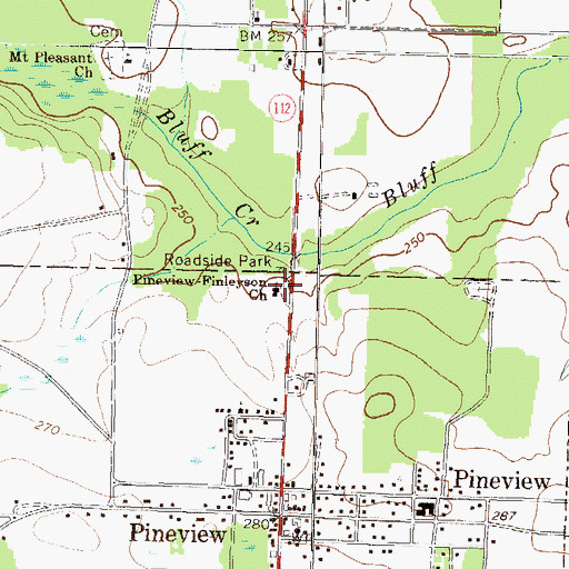 Topographic Map of Pineview-Finleyson Church, GA