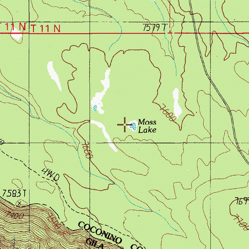 Topographic Map of Moss Lake, AZ